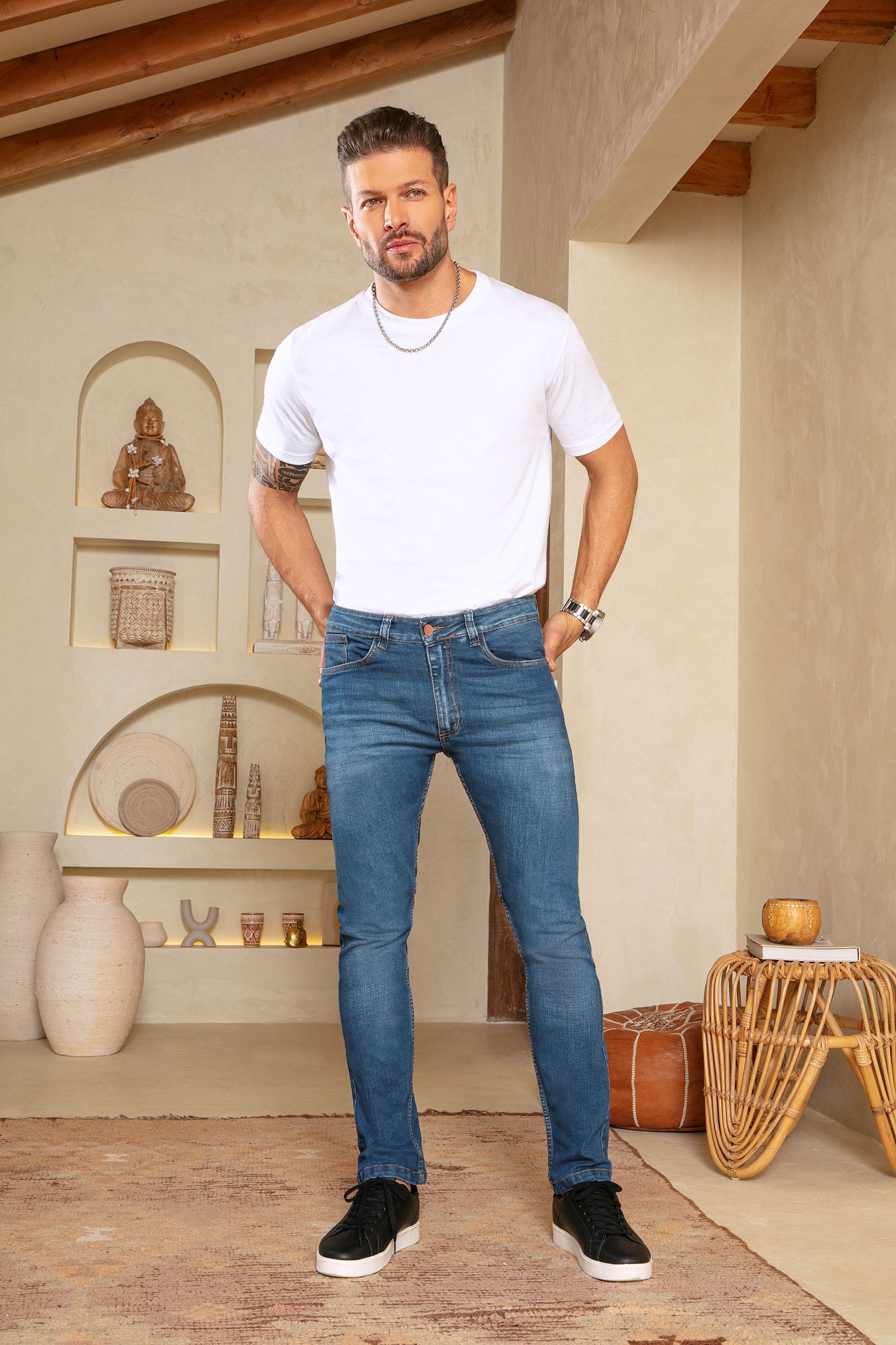 Jean Hombre Azul Medio Claro - índigo Licrado Ref 1751