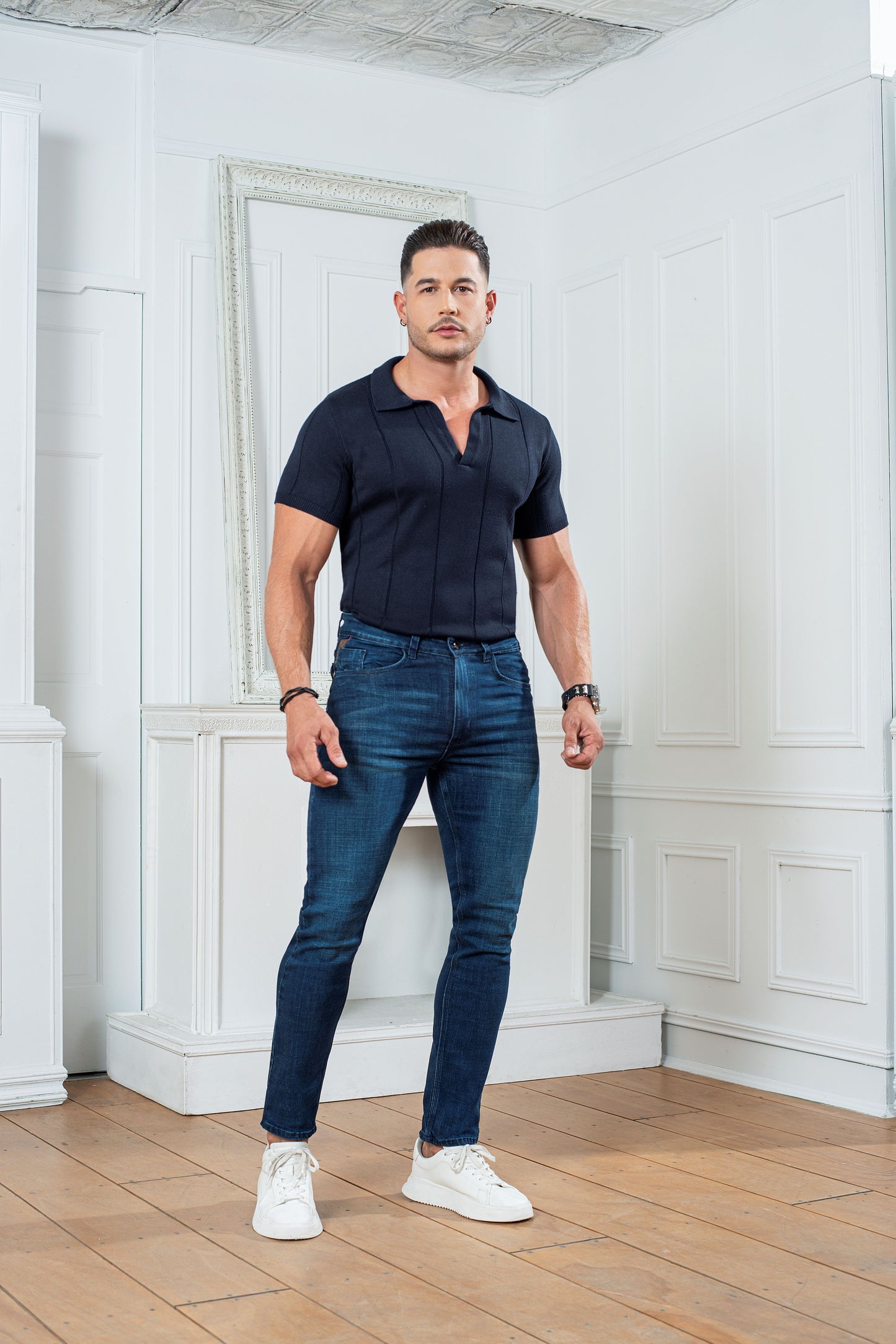 Pantalon Hombre indigo licrado azul Ref 1848