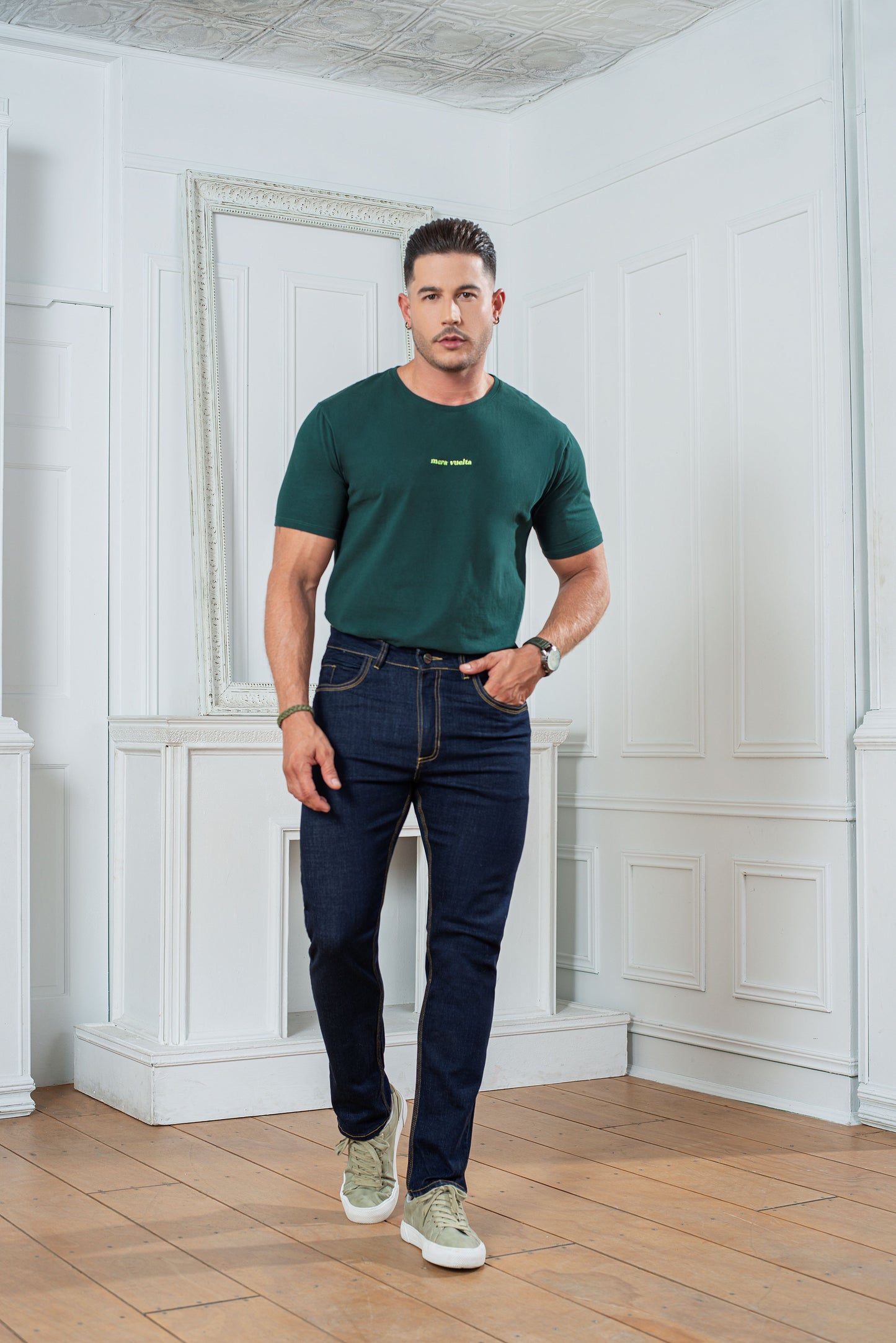 Pantalon Hombre indigo licrado azul Ref 1882