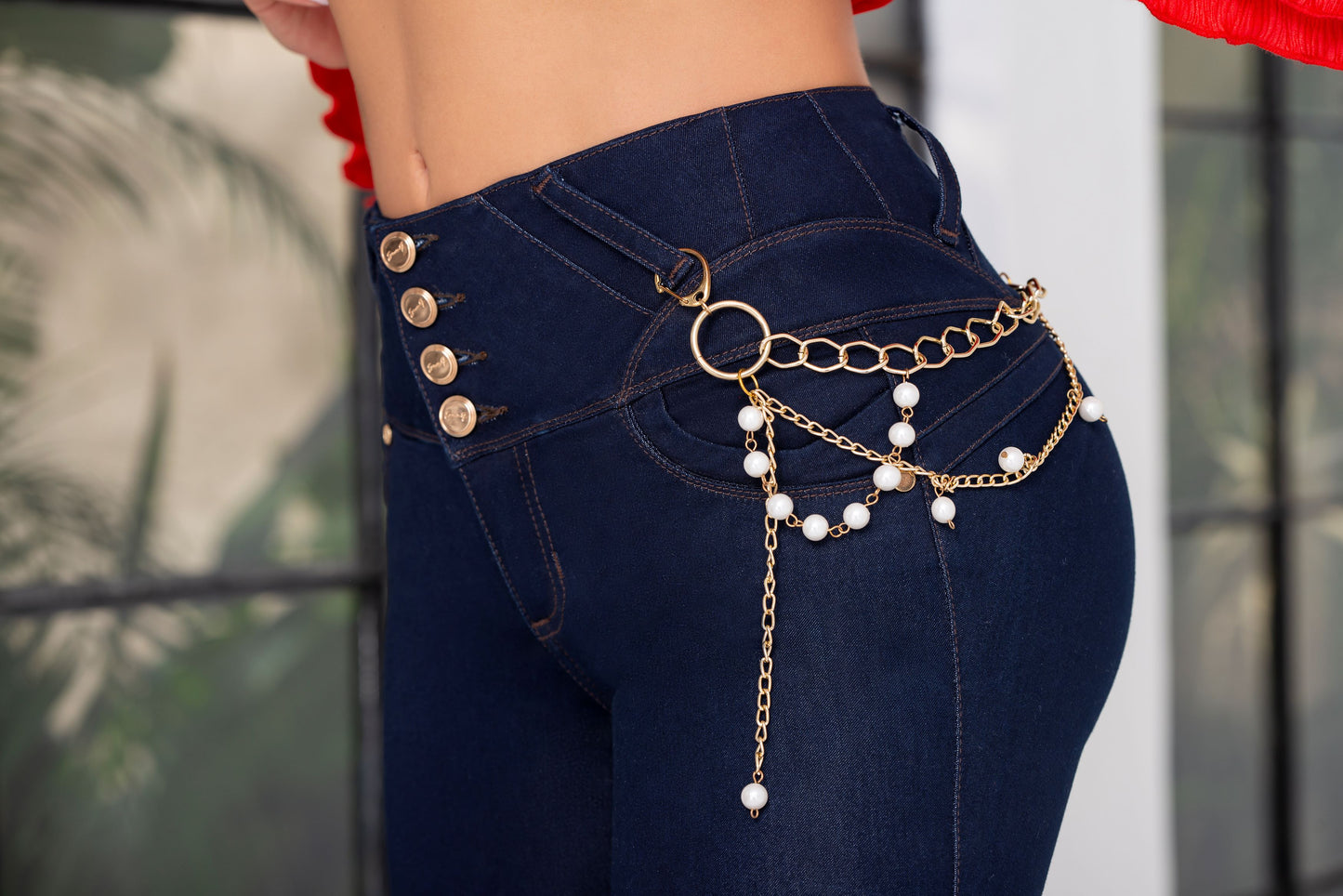 Jean Pretina Alta Control Abdomen - Bota Tubo Ref 1463