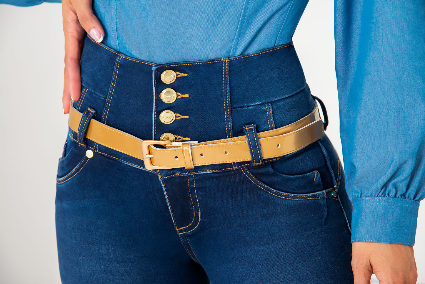 Jean Pretina Super Alta - Bota Tubo Tobillero Ref 1356