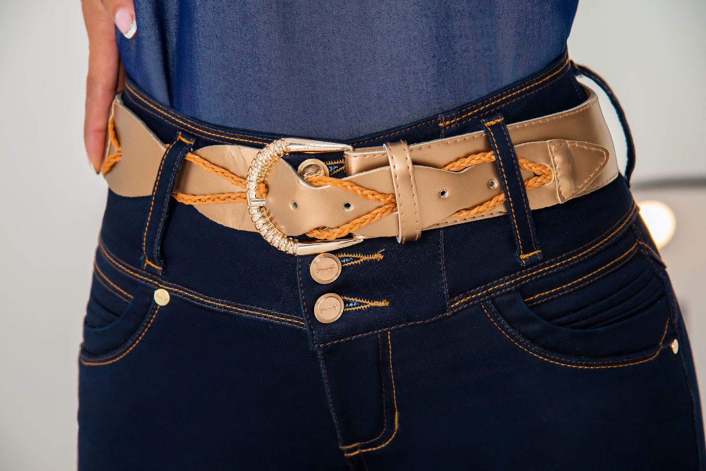 Jean Pretina Alta Control Abdomen - Bota Tubo Ref 1349