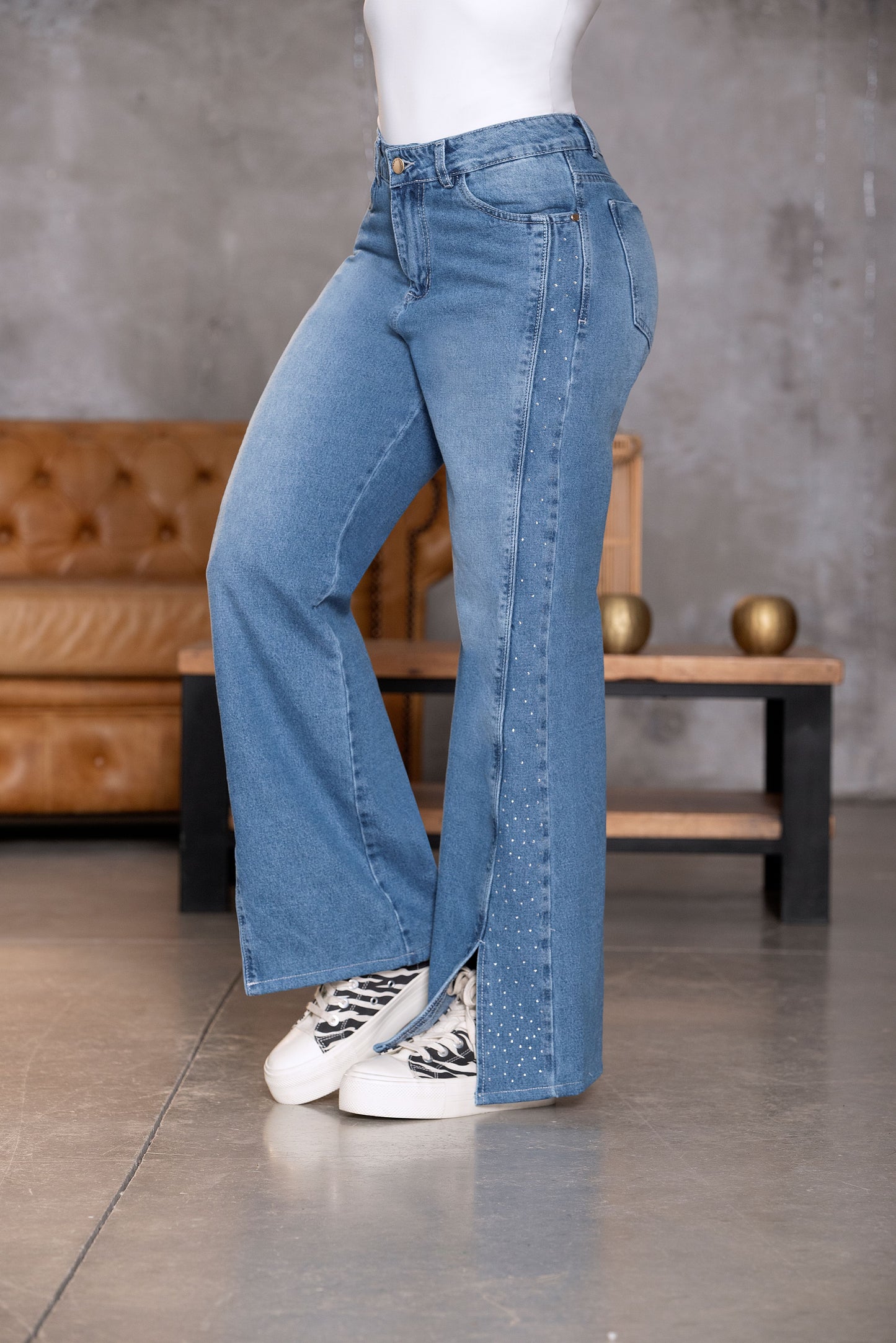 Jean Wide Leg Indigo Rigido Ref 1897B