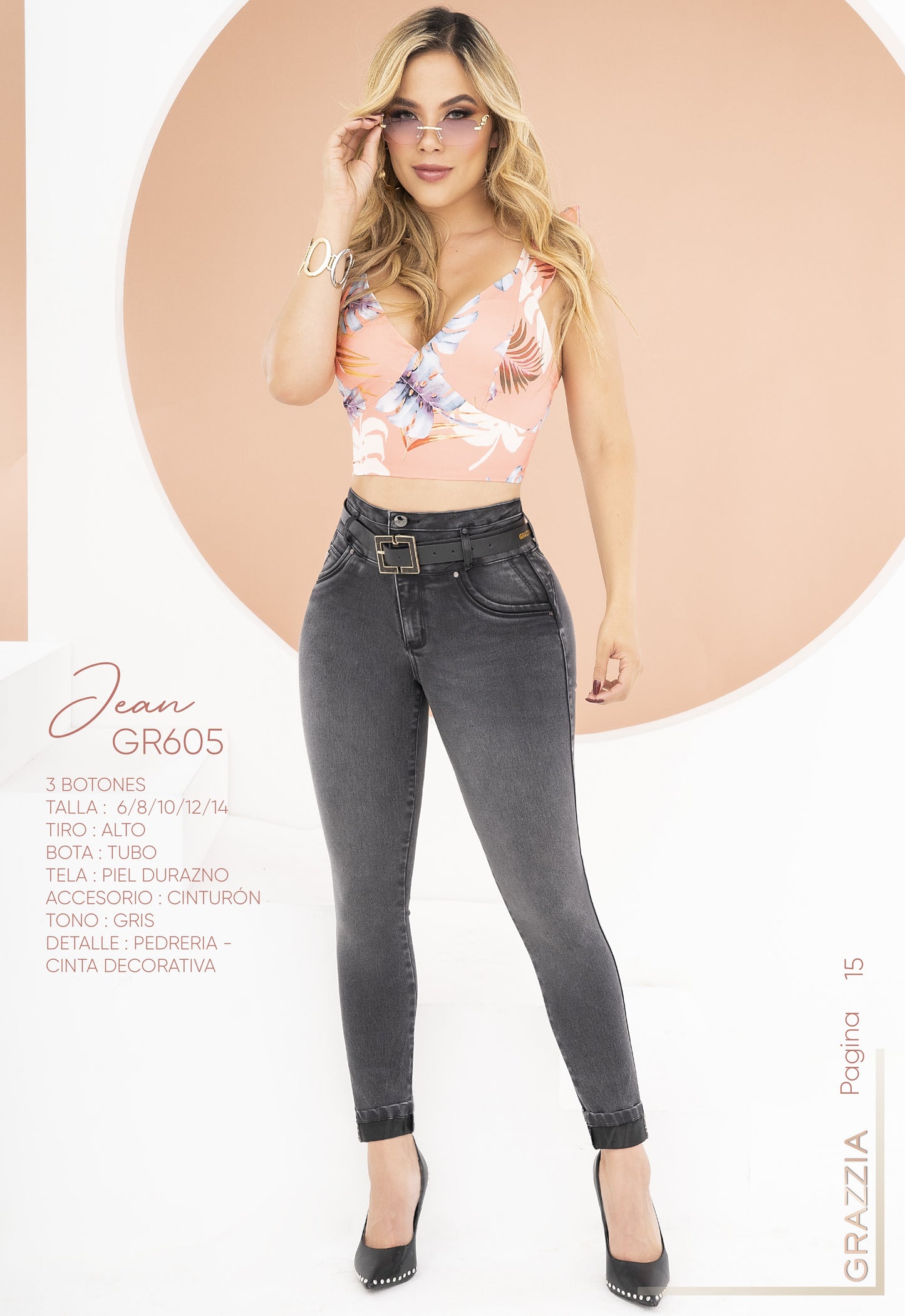 Jeans Grazzia by B´violet Gris Cinturón Ref 605