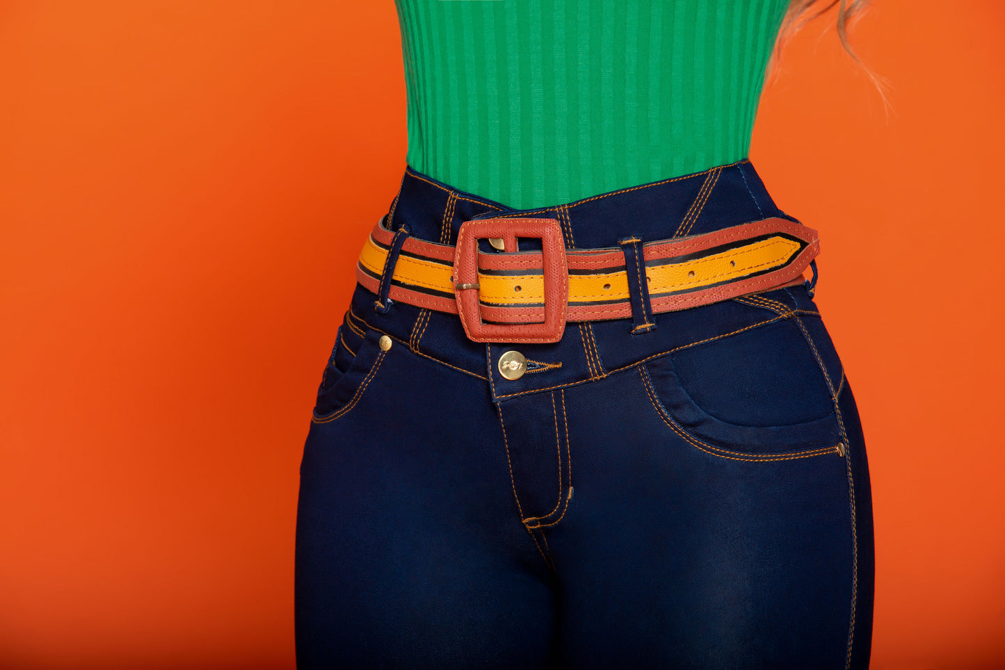 Jean Pretina Alta Control Abdomen - Bota Tubo Ref 1244