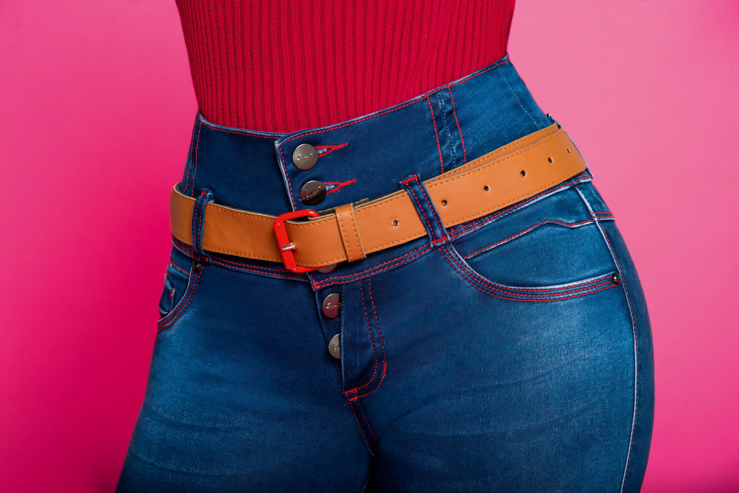 Jean Pretina Alta Control Abdomen - Bota Tubo Ref 1246