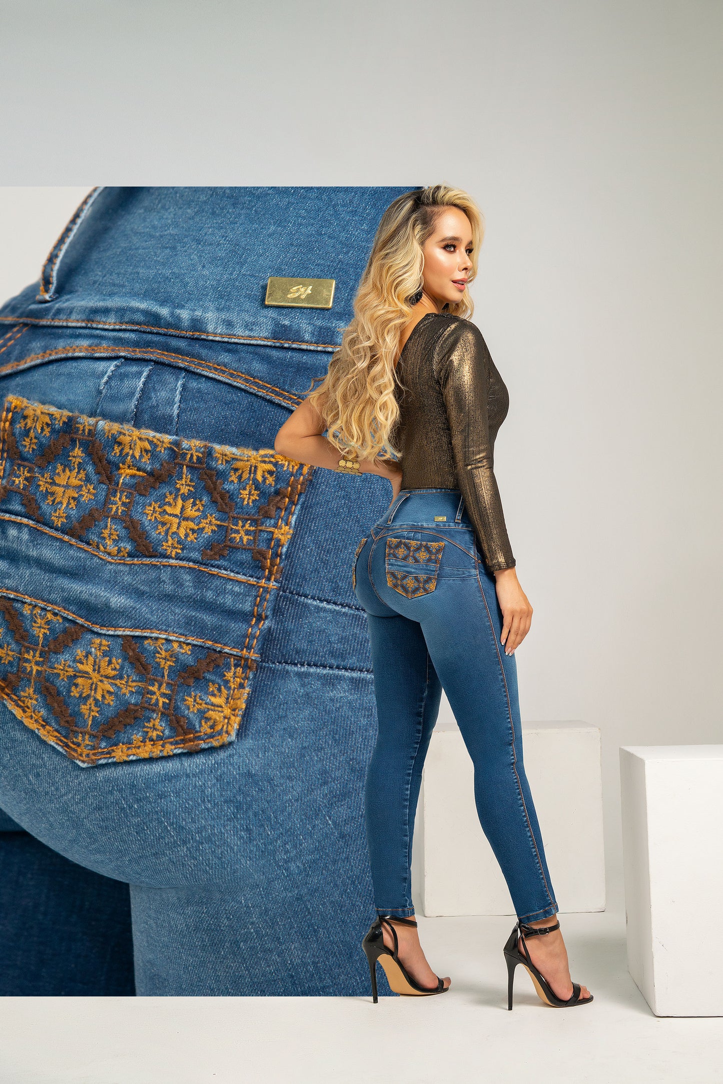 Jean Pretina Alta Control Abdomen - Bota Tubo Ref 1293