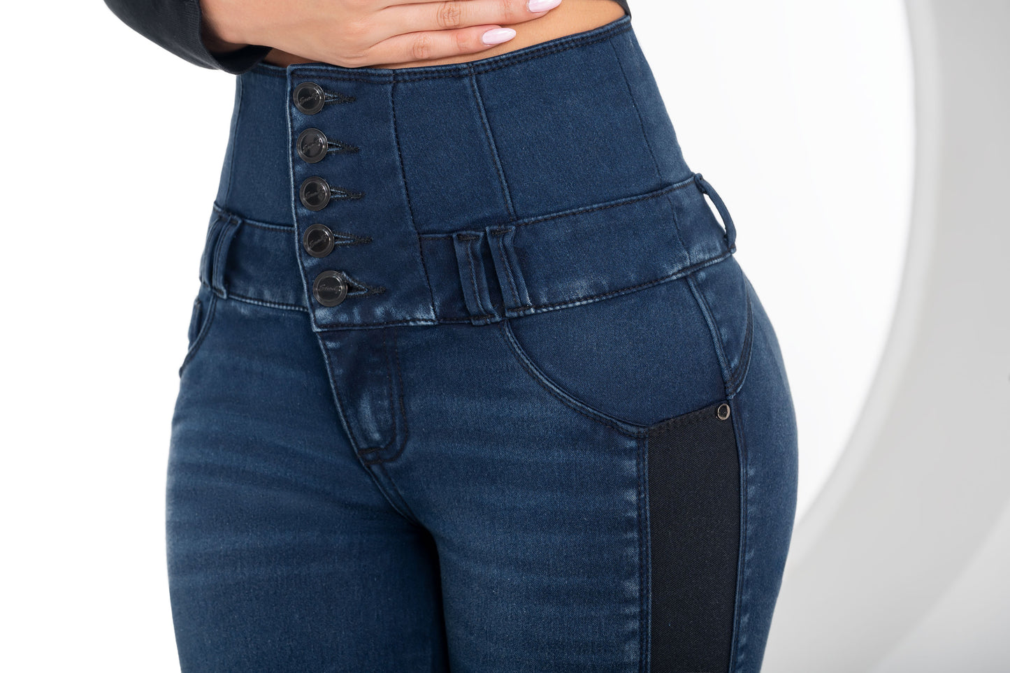 Jean Pretina Alta Control Abdomen - Bota Tubo Ref 1766