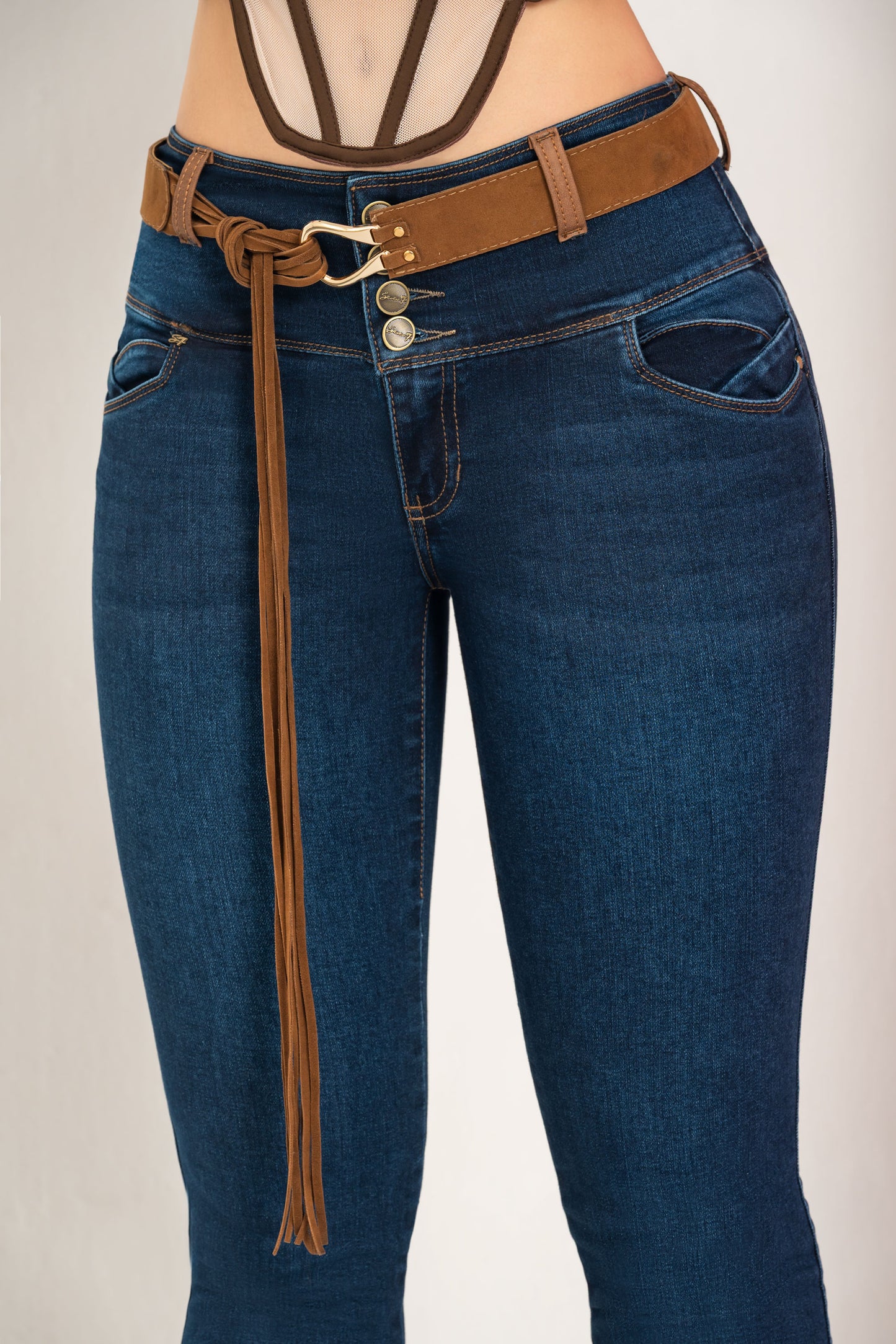 Jean Pretina Alta Control Abdomen - Bota Tubo Ref 1887