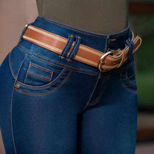 Jean Pretina Alta Con Faja - Bota Tubo Tobillero Ref 1370