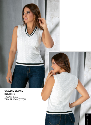 Chaleco Tejido Blanco Ref B-515