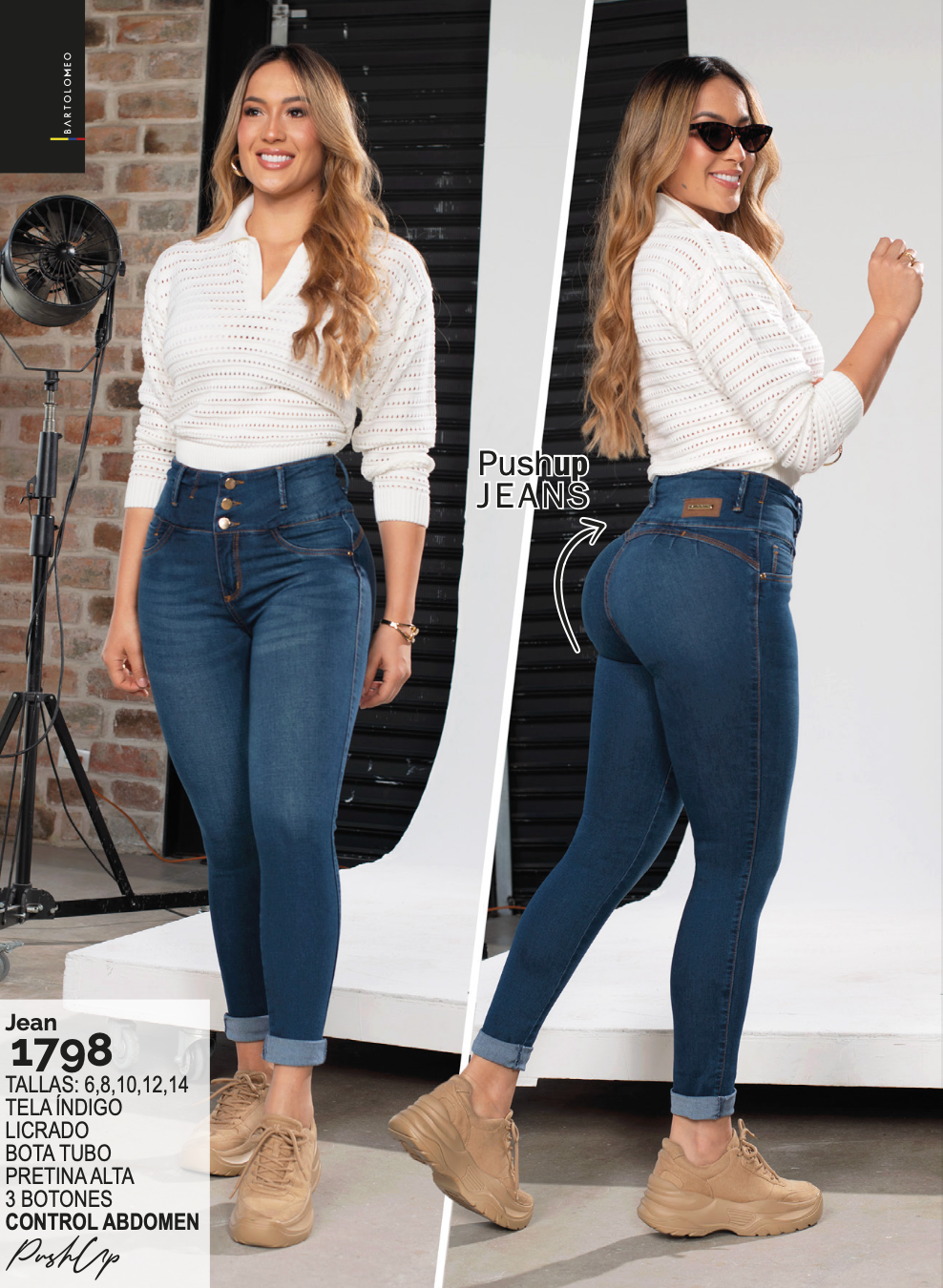 Control Abdomen-Índigo Licrado-Bota Tubo Ref 1798