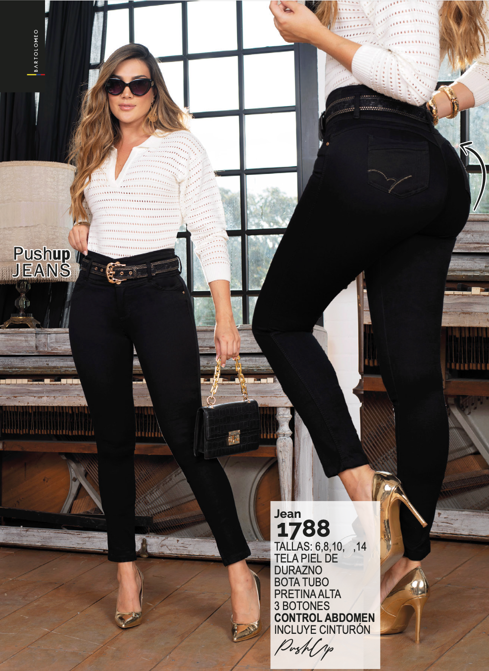 Control Abdomen-Piel de Durazno-Bota Tubo-Negro Ref 1788