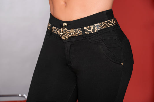 Jean Push Up Piel Durazno Bota Tubo Negro Ref 1988
