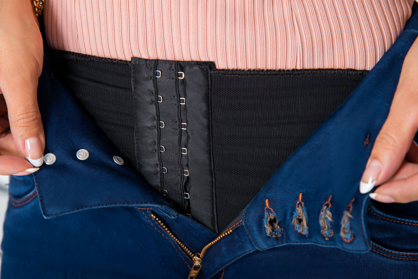 Jean Pretina Alta Con Faja - Bota Tubo Para Doblar Ref 1361