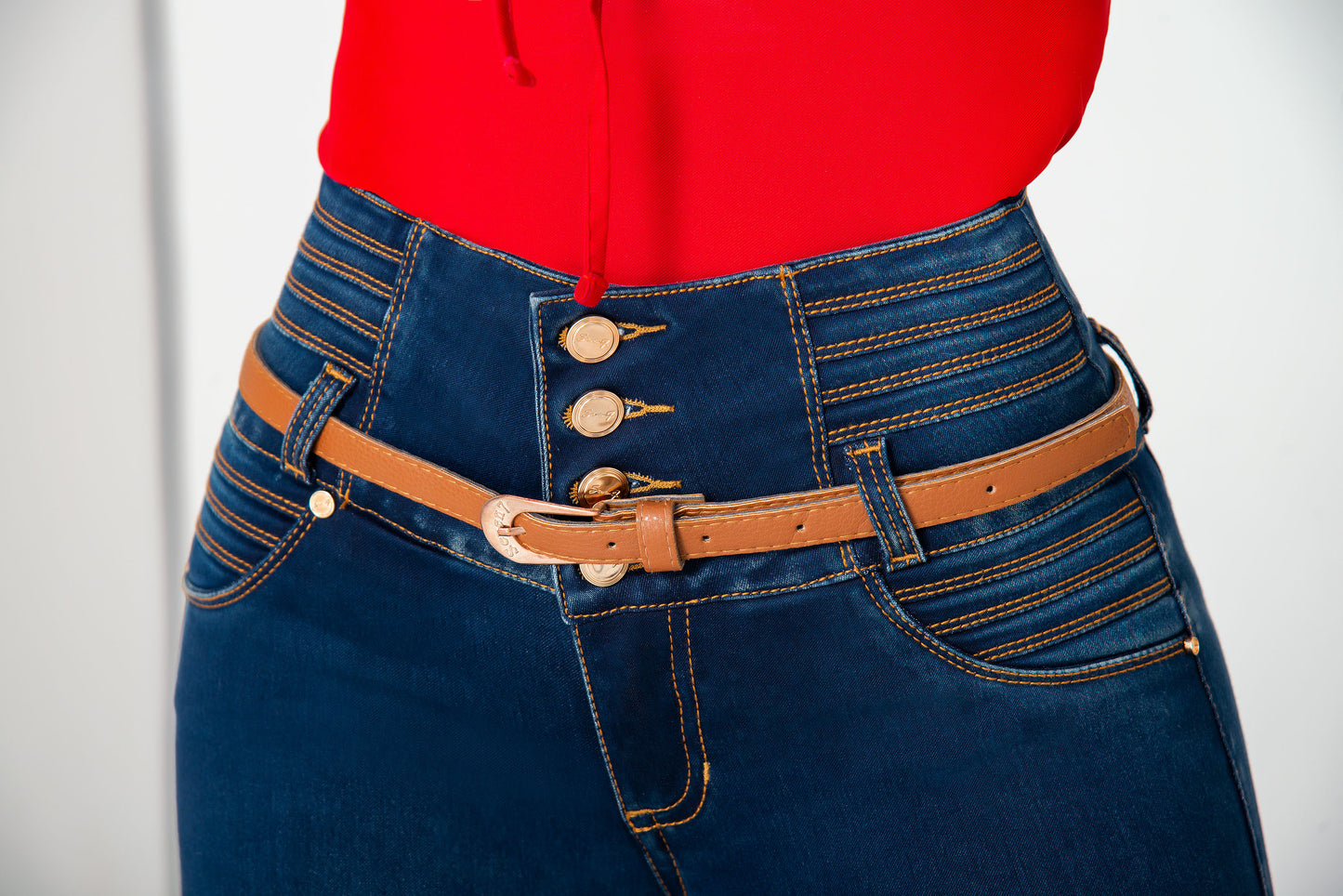 Jean Pretina Alta Control Abdomen - Bota Tubo Tobillero Ref 1324