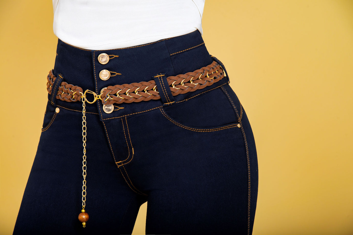 Jean Pretina Alta Control Abdomen - Bota Recta Ref 1510