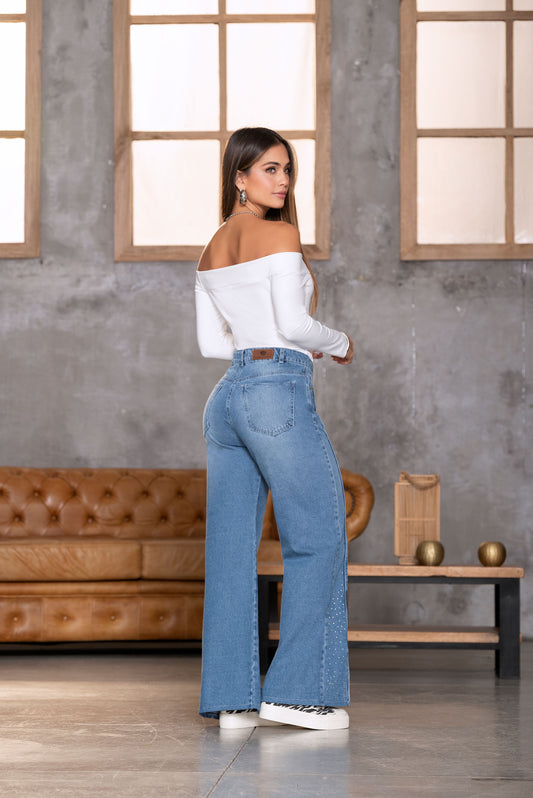 Jean Wide Leg Indigo Rigido Ref 1897B