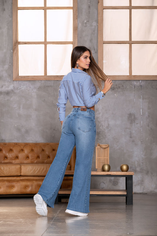 Jean Wide Leg Indigo Rigido Ref 1897