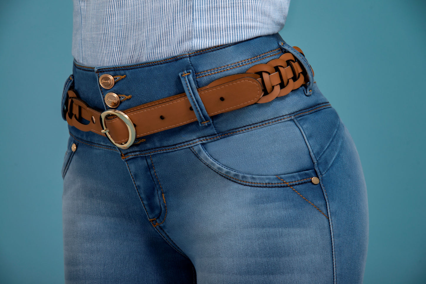 Jean Pretina Alta Control Abdomen - Bota Tubo Ref 1500