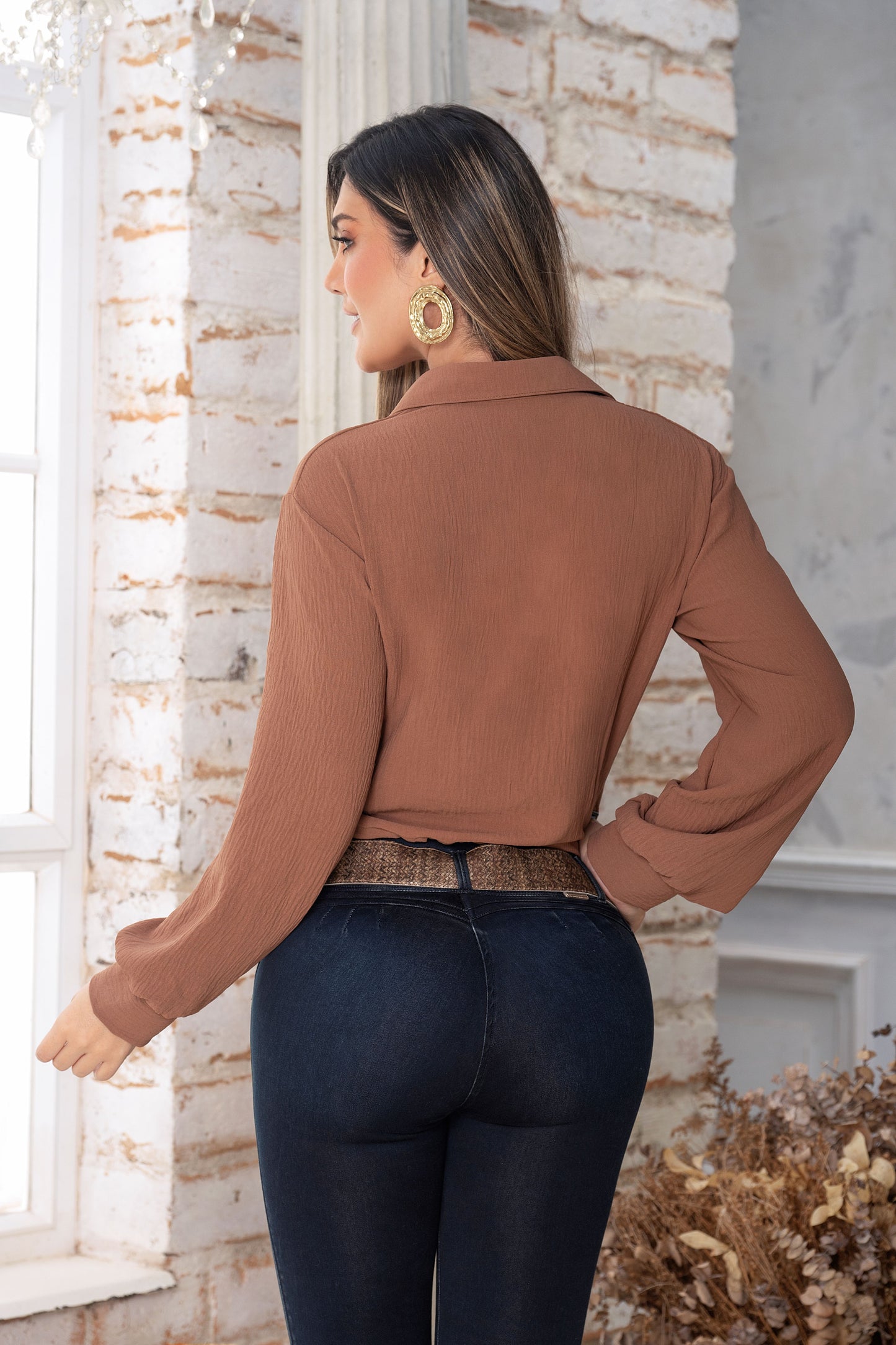 Jean Push Up Piel Durazno Bota Tubo Ref 2098