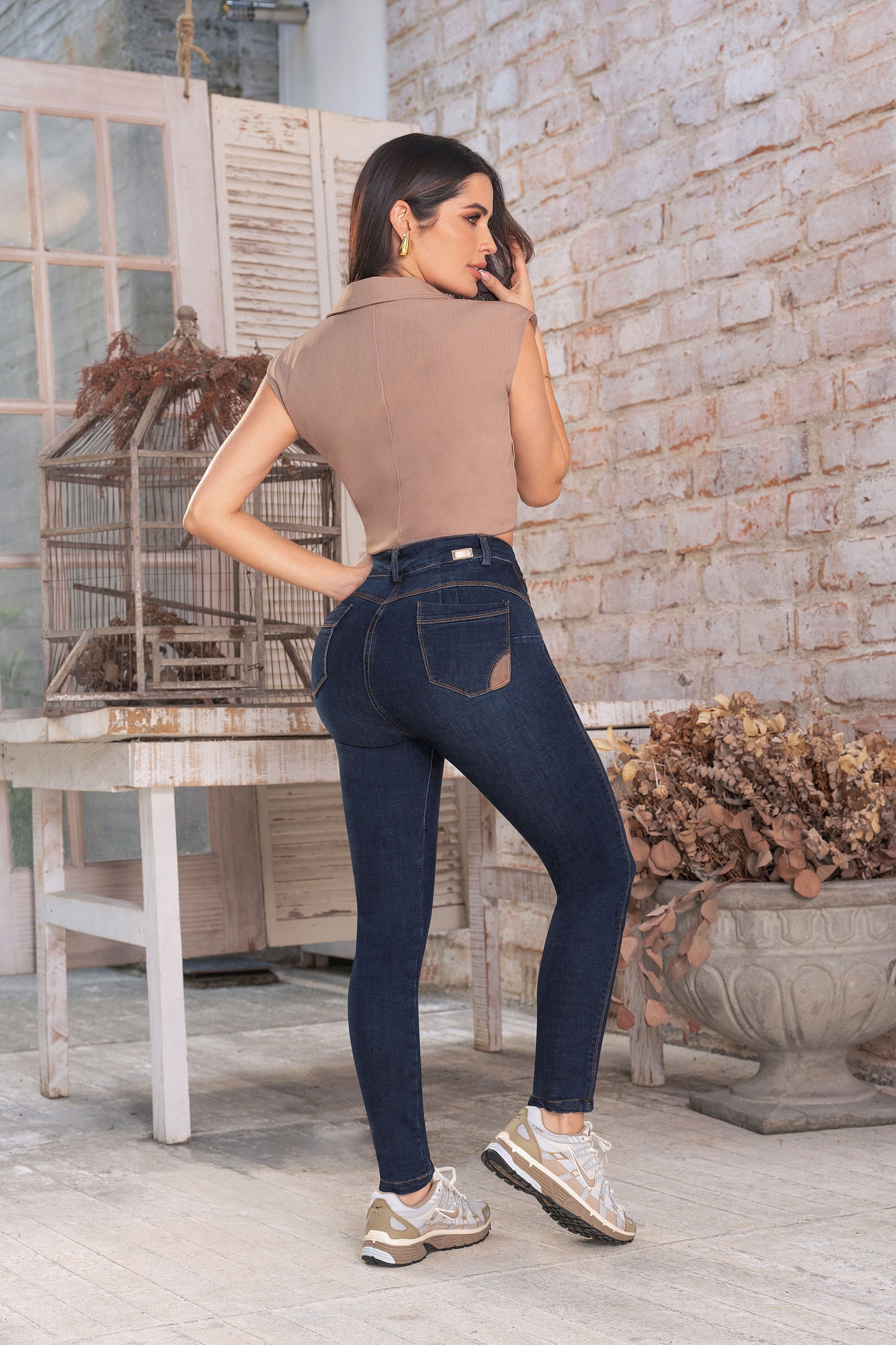 Jean Ochentero Indigo Licrado Bota Tubo Ref 2101