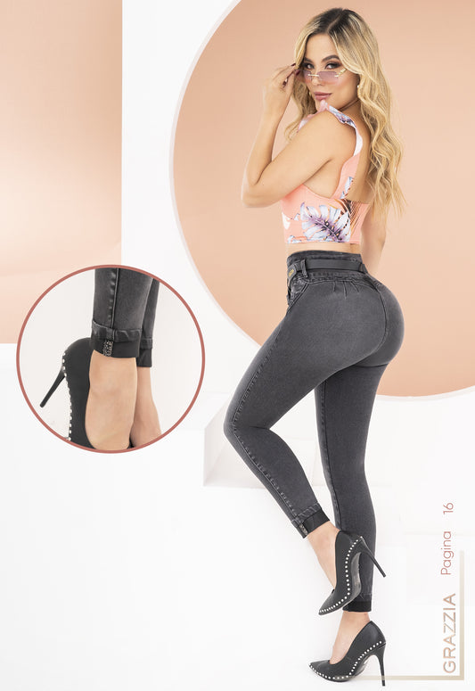 Jeans Grazzia by B´violet Gris Cinturón Ref 605