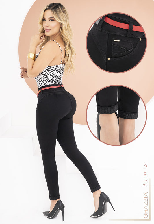 Jeans Grazzia by B´violet Negro Cinturón Ref 645