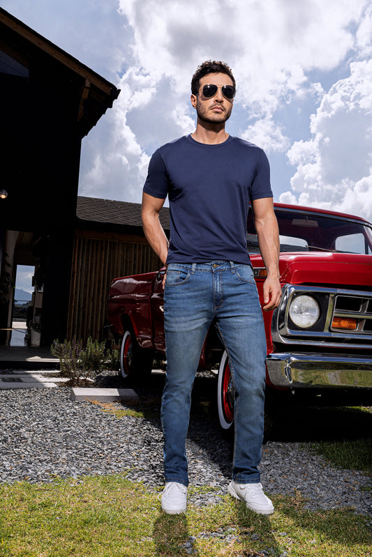 Jean Hombre Azul Medio - índigo Licrado Ref 1736