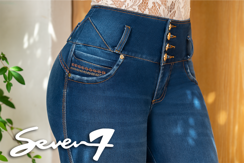 Jean Pretina Alta Control Abdomen - Bota Tubo Ref 1697