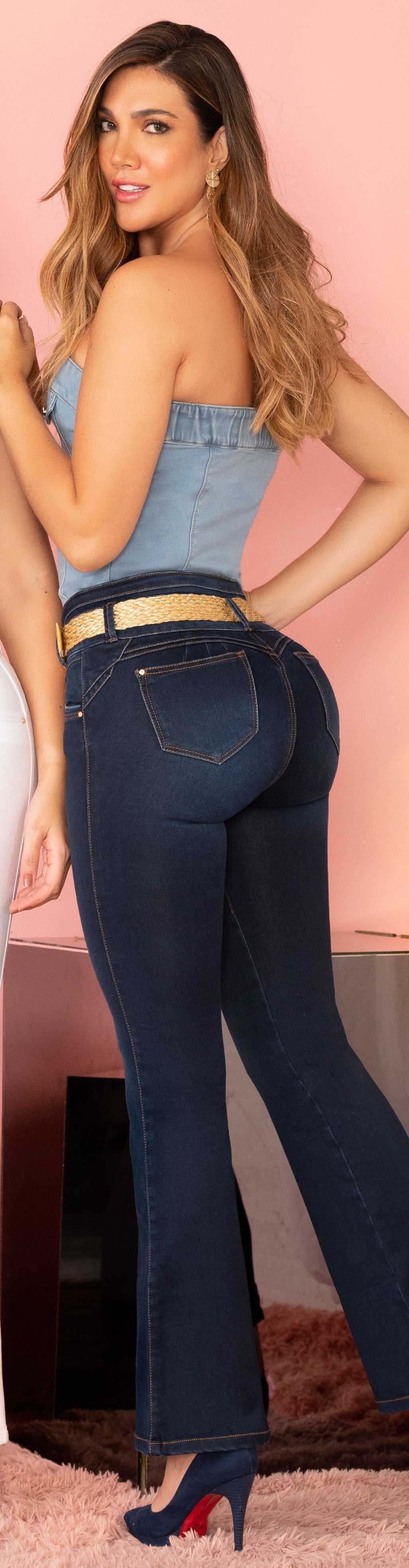 Jeans Bviolet Campana Azul Oscuro  Ref 1547