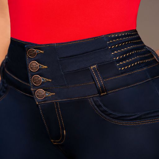 Jean Pretina Alta Con Faja - Bota Tubo Tobillero Ref 1373