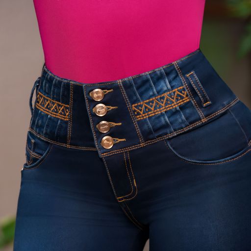 Jean Pretina Alta Con Faja - Bota Tubo Tobillero Ref 1375