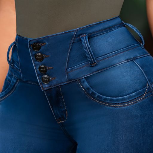 Jean Pretina Alta Con Faja - Bota Tubo Tobillero Ref 1371