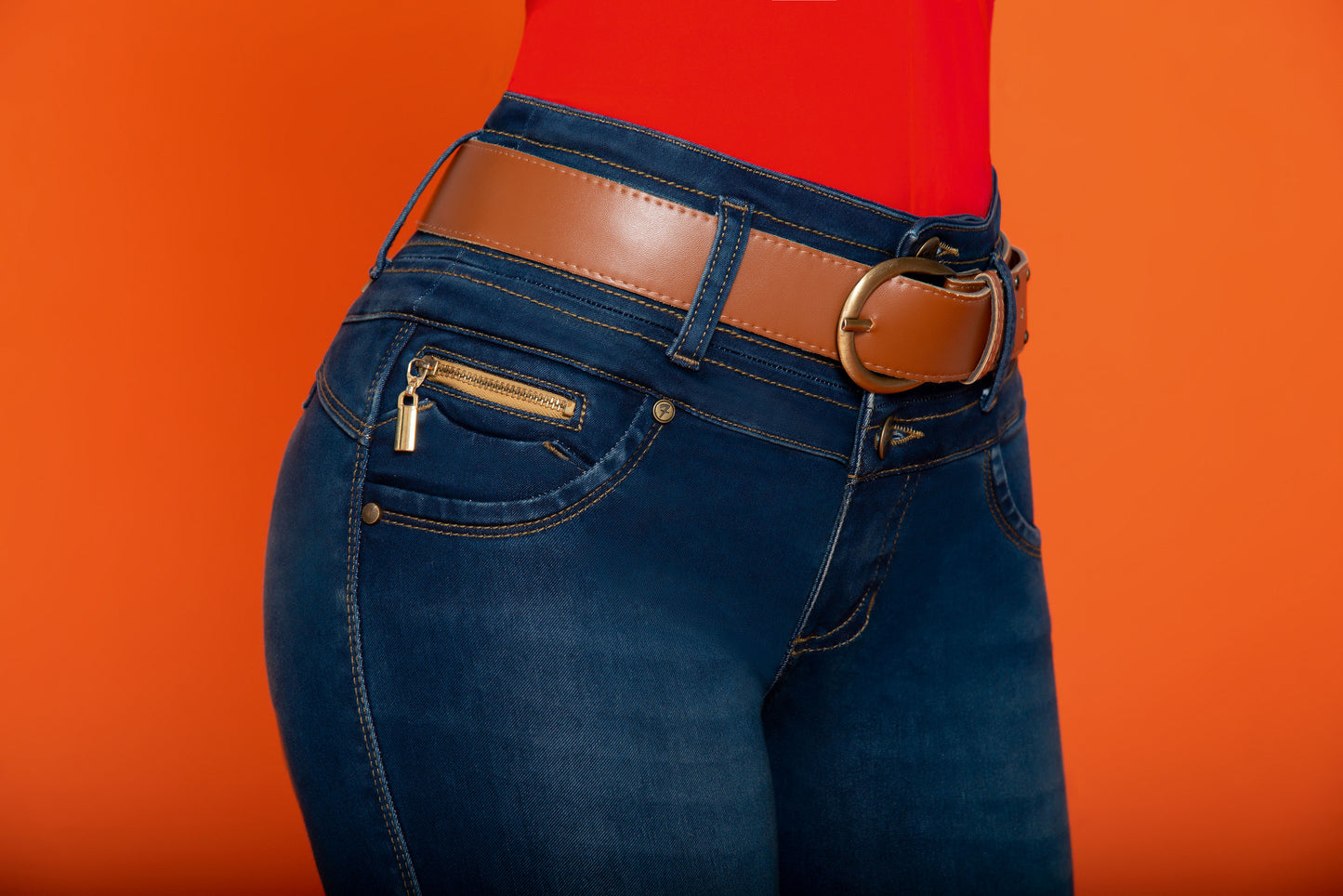 Jean Pretina Alta Control Abdomen - Bota Tubo Ref 1250