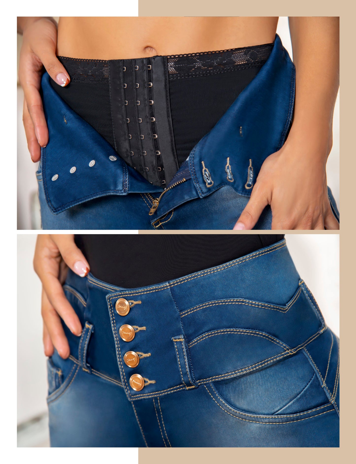 Jean Pretina Alta Con Faja - Bota Tubo Ref 1338